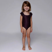 Maiô Babado Infantil Estampado UV50+ | Bolinhas Escuro