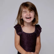 Maiô Babado Infantil Estampado UV50+ | Bolinhas Escuro