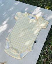 Body de Bebê Manga Curta Unissex | Vichy Amarelo