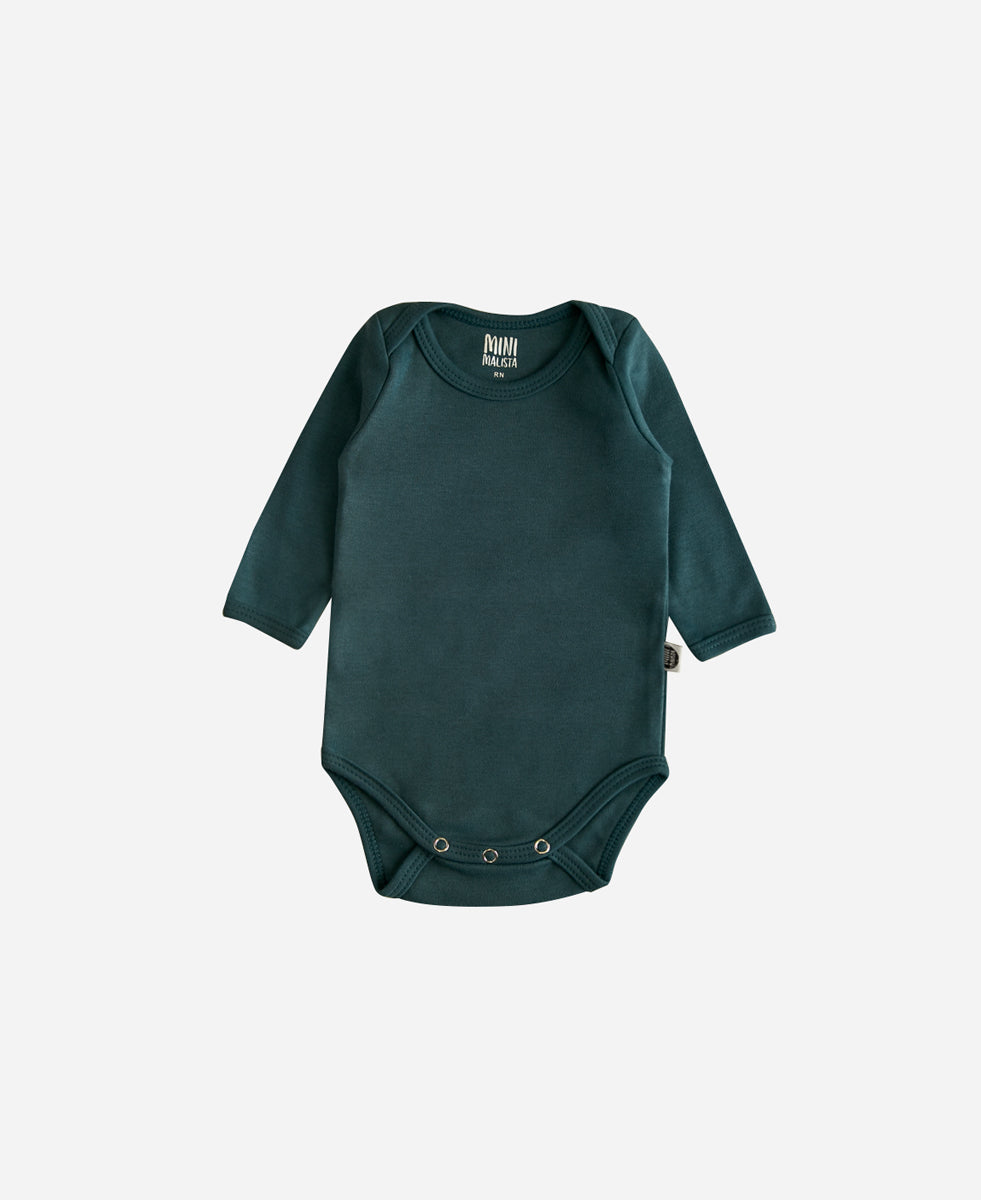 Body de Bebê Manga Longa Unissex | Liso Deep Green