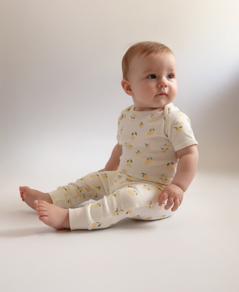 Conjunto Body Manga Curta e Calça Bebê Unissex | Limone