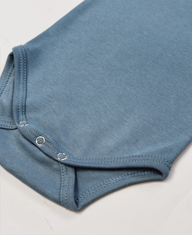 Body de Bebê Manga Curta Unissex | Liso Azul Retrô