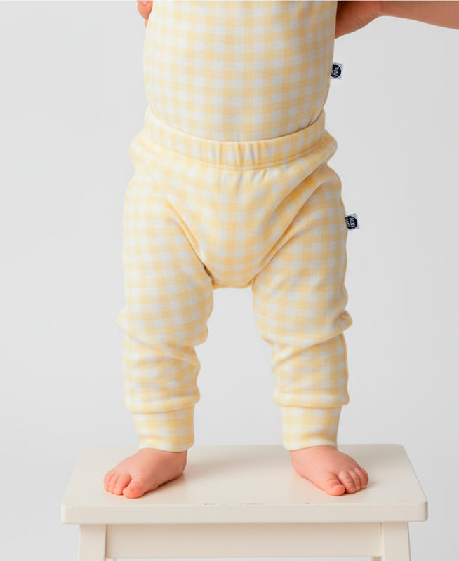Calça de Bebê Harém Unissex | Vichy Amarelo
