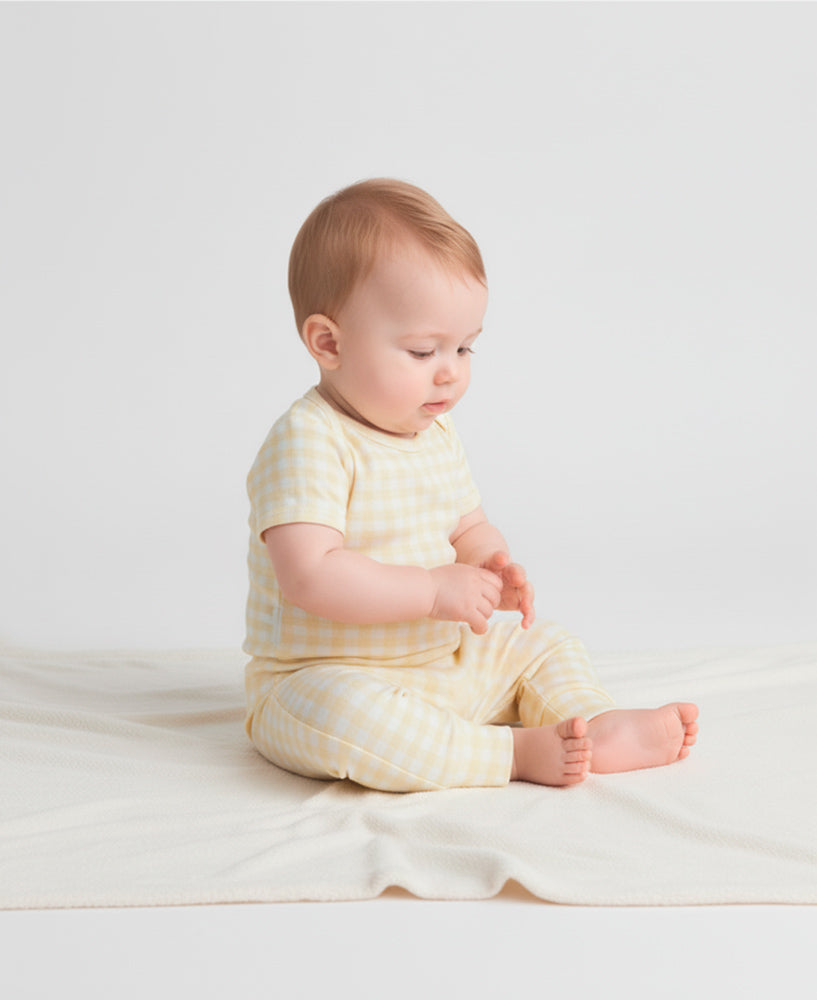 Calça de Bebê Harém Unissex | Vichy Amarelo