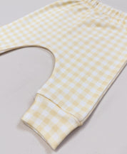 Conjunto Body Manga Curta e Calça Bebê Unissex | Vichy Amarelo