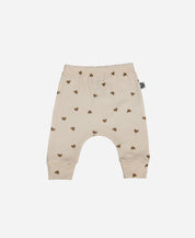 Calça Harém Bebê Unissex - Estampa Love In Brown (corações marrom) - Coleção SS26 - MiniMalista Baby