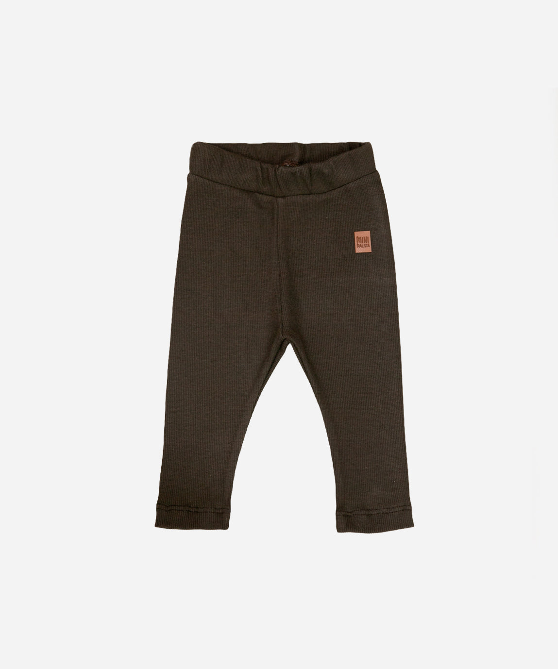 Calça Unissex Slim Canelada Infantil Liso Café - marrom café escuro terroso em ribana canelada 100% algodão - MiniMalista Baby