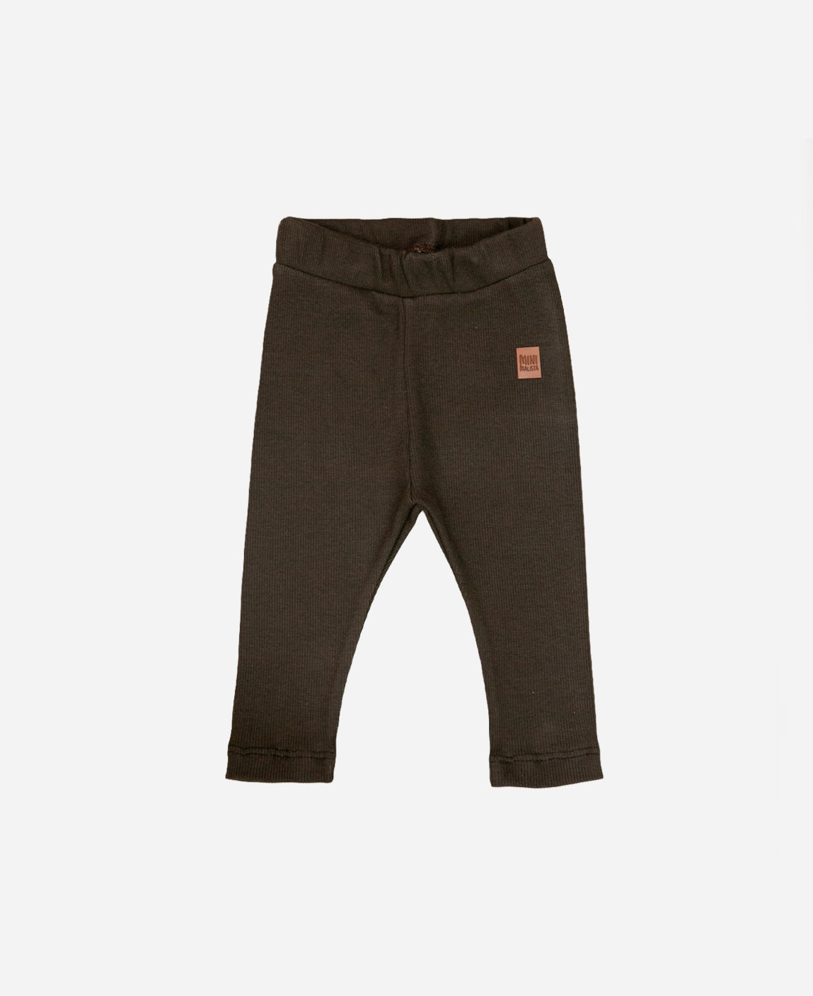 Calça Unissex Slim Canelada Infantil Liso Café - marrom café escuro terroso em ribana canelada 100% algodão - MiniMalista Baby