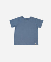 Camiseta Infantil Manga Curta Unissex | Liso Azul Retrô