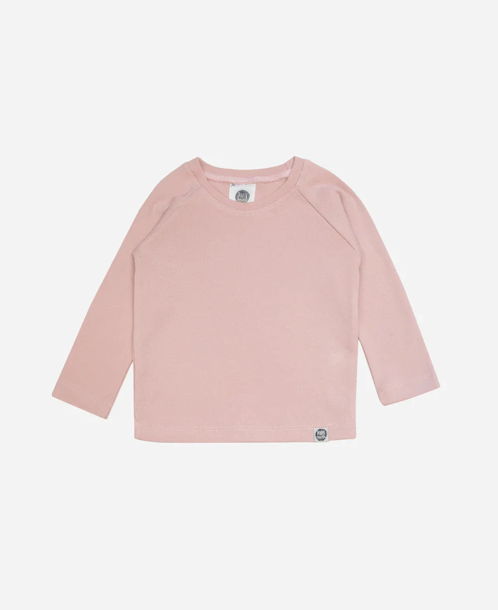 Camiseta Infantil de Inverno Manga Longa Unissex Raglan | Liso Mystic Rose