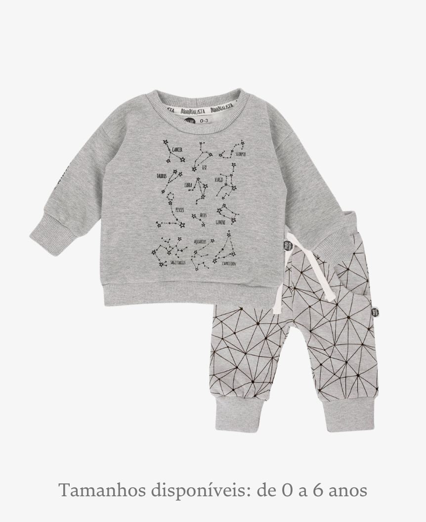 Conjunto de Moletom Infantil Algodão | Constellation e Sattelite Mescla