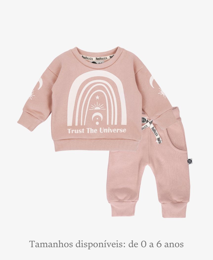 Conjunto de Moletom Infantil Algodão | Trust The Universe Mystic Rose