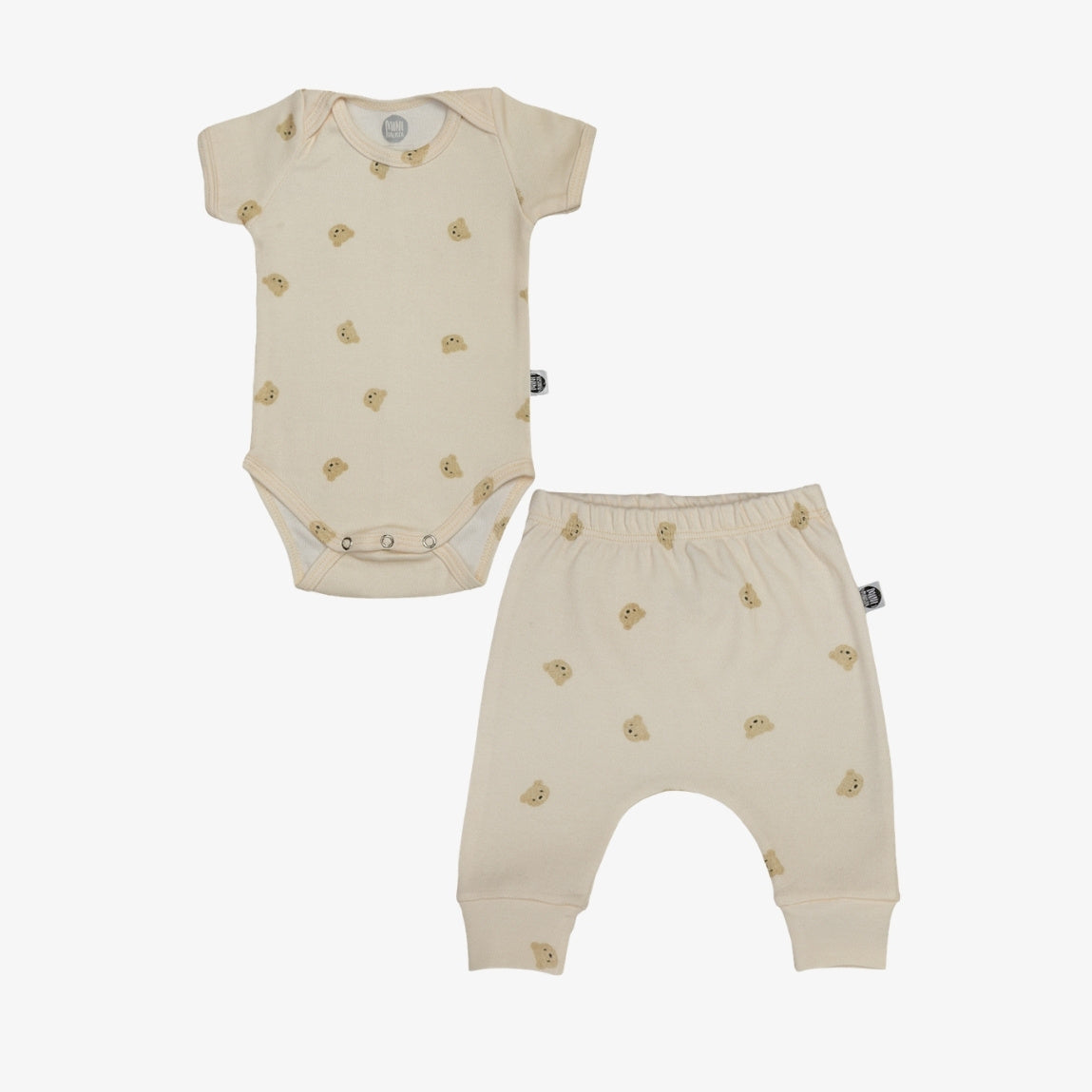Conjunto Bebê Unissex Baby Bear - Body Manga Curta + Calça Bebê estampa de ursinhos fofos - Coleção Back to Basics - 100% algodão fio egípcio - MiniMalista Baby