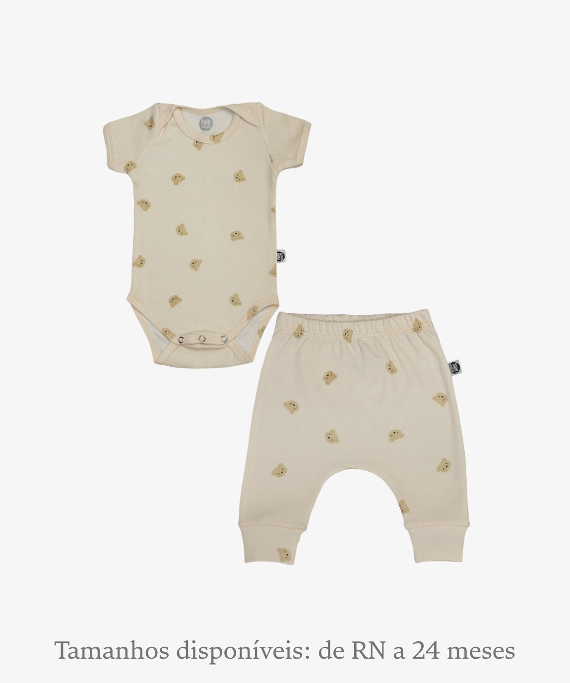 Conjunto Bebê Unissex Baby Bear - Body Manga Curta + Calça Bebê estampa de ursinhos fofos - Coleção Back to Basics - 100% algodão fio egípcio - MiniMalista Baby