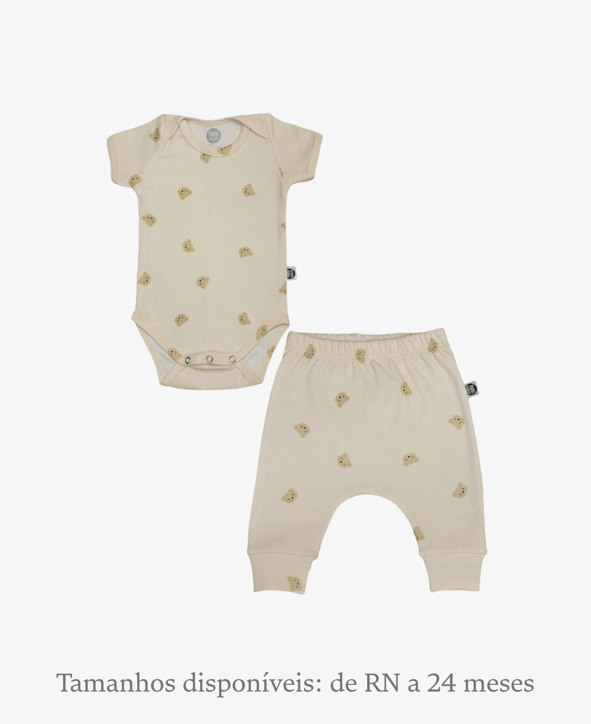 Conjunto Bebê Unissex Baby Bear - Body Manga Curta + Calça Bebê estampa de ursinhos fofos - Coleção Back to Basics - 100% algodão fio egípcio - MiniMalista Baby