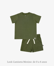Conjunto Camiseta e Bermuda Infantil Menino | Liso Jungle Green