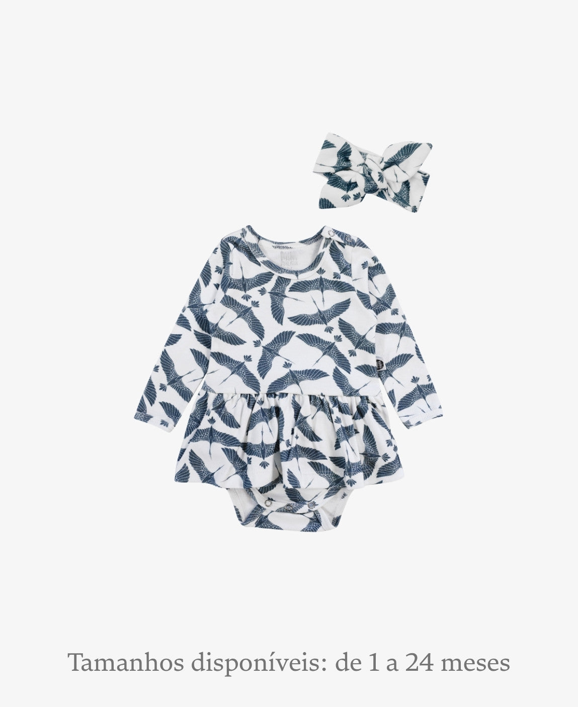 Conjunto Bebê Menina Body-Vestido Inverno + Faixinha | Blue Flock