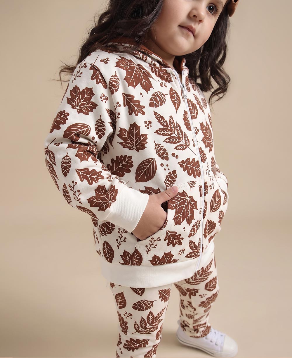 Conjunto Casaco de Moletom e Calça Legging Infantil Algodão | Fall