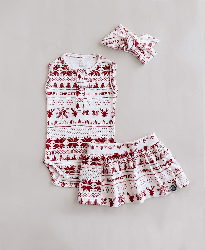 Conjunto Verão Bebê Menina Body e Saia | Xmas Tricot