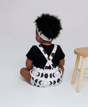 Conjunto Verão Bebê Menina Body + Jardineira + Faixinha | Preto e Lunar