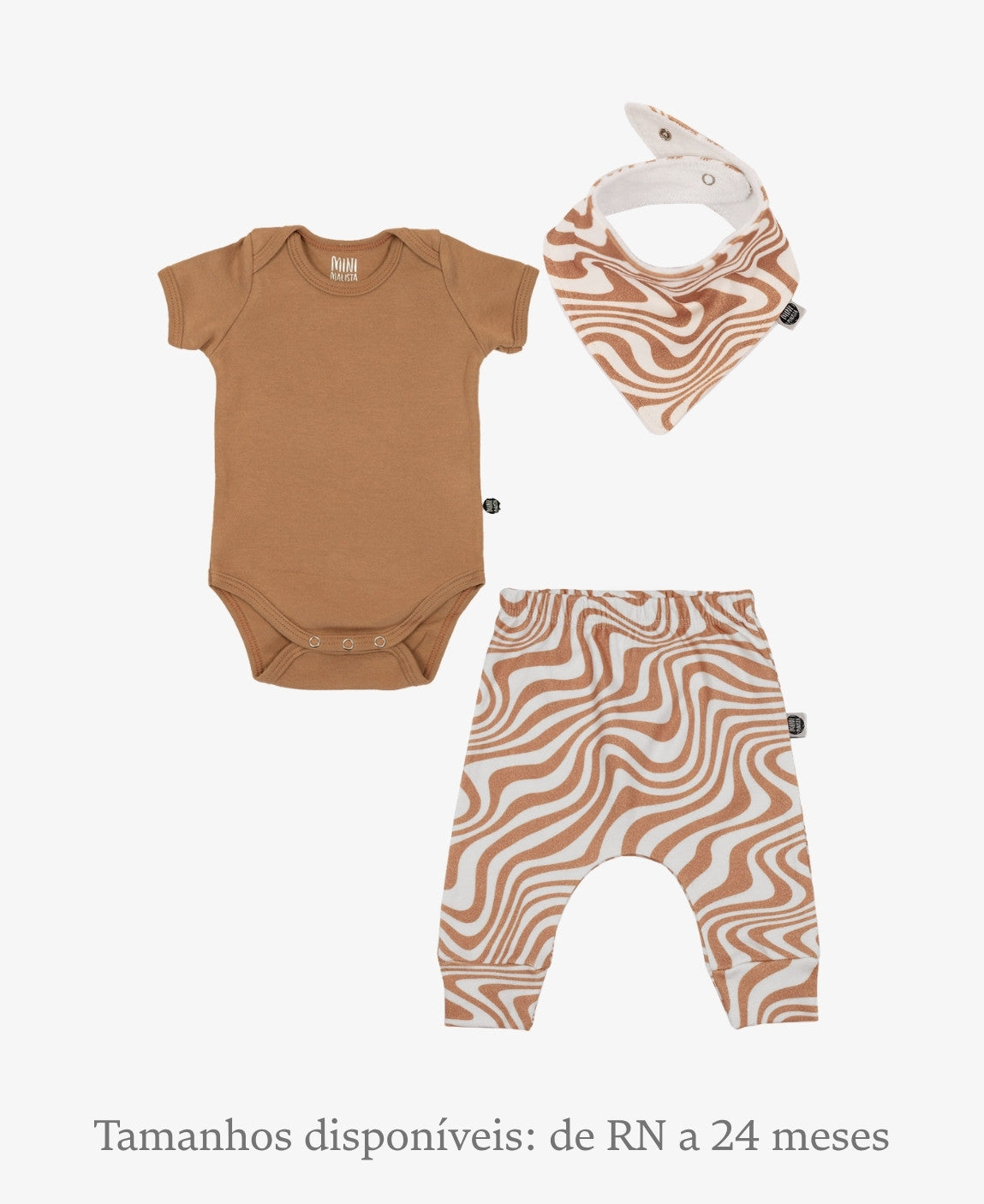 Conjunto Bebê Calça + Body Curto + Babador | Swirl e Goldie