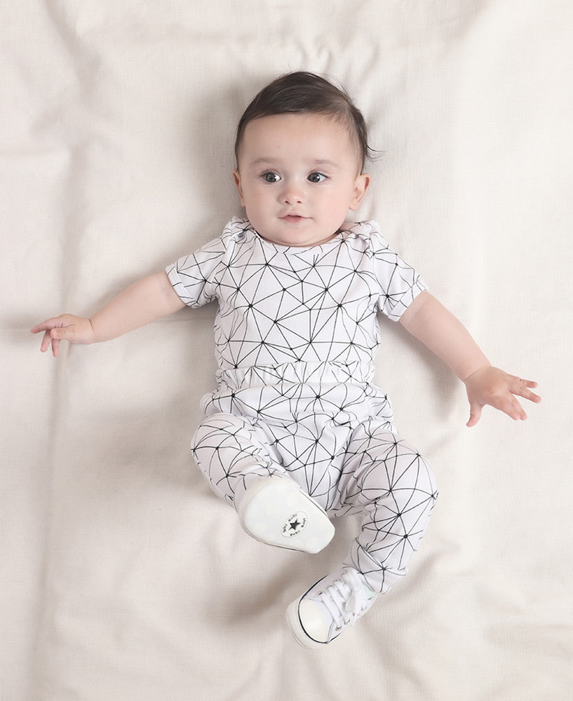 Conjunto Body Manga Curta e Calça Bebê Unissex | Satellite Branco