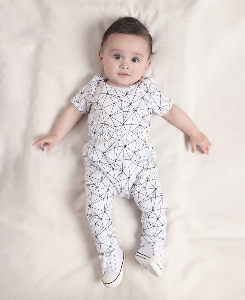 Conjunto Body Manga Curta e Calça Bebê Unissex | Satellite Branco