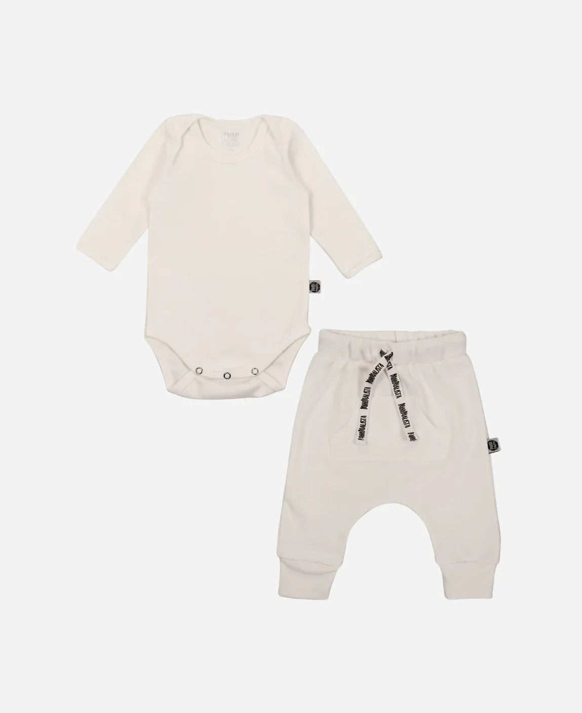 Conjunto Body Manga Longa e Calça Bebê | Liso Branco Off