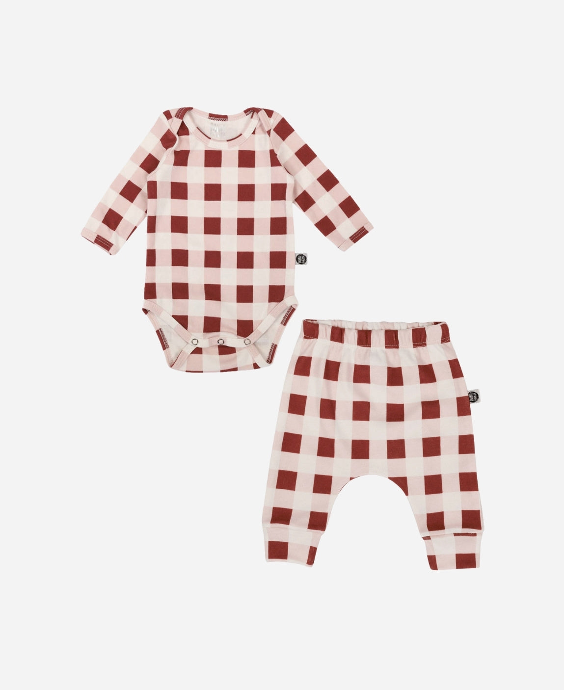 Conjunto Body Manga Longa e Calça Bebê | Vichy Wine