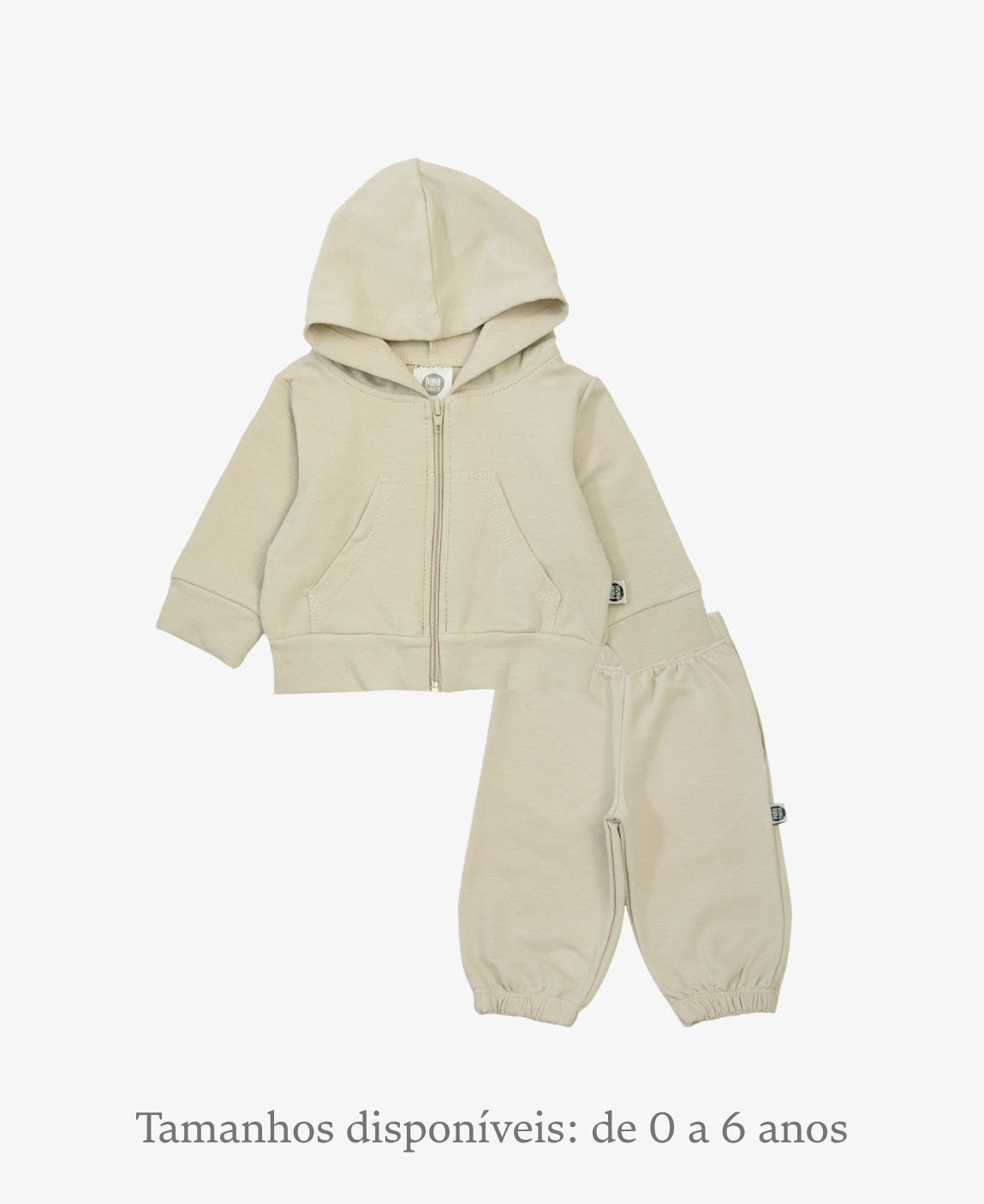 Conjunto Moletinho Leve Unissex Infantil Liso Stone - Casaco com capuz + Calça em algodão com elastano, cinza pedra claro neutro, oversized para meia estação - MiniMalista Baby