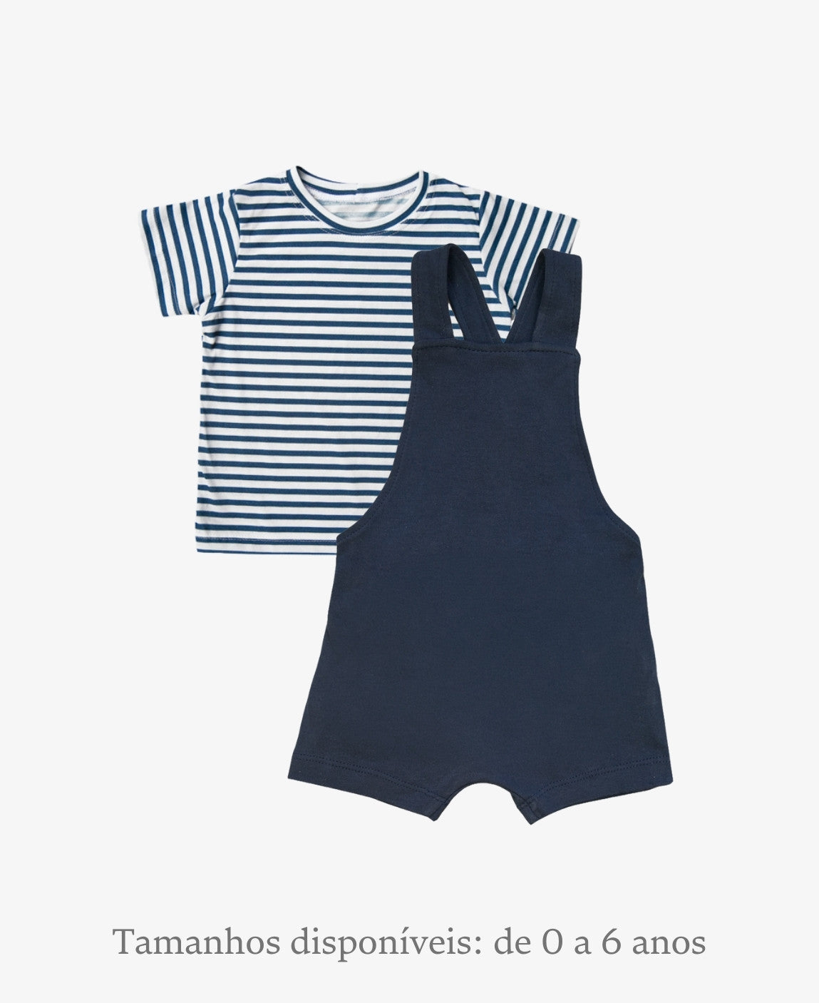 Conjunto Infantil Camiseta + Salopette Verão | Ocean e Listrinhas Navy