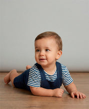 Conjunto Infantil Camiseta + Salopette Verão | Ocean e Listrinhas Navy