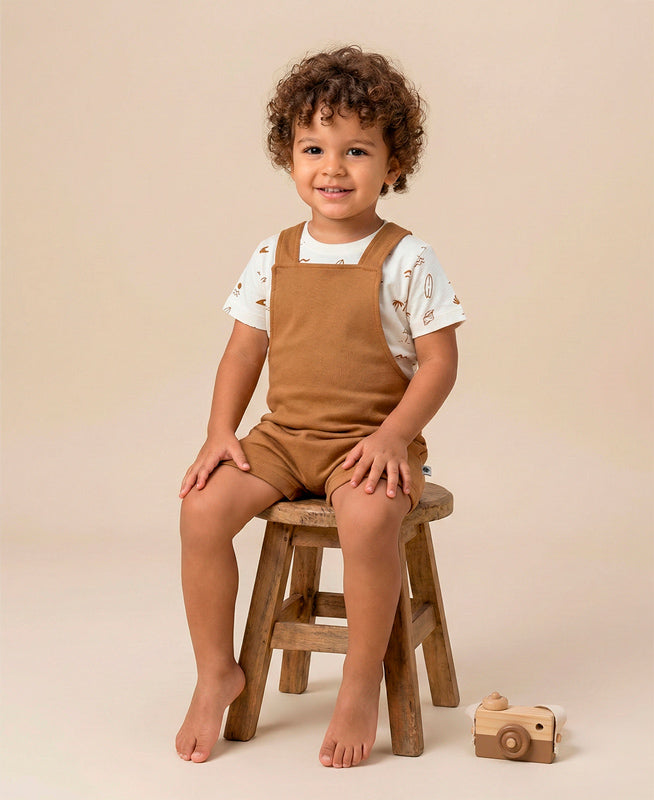 Conjunto Infantil Camiseta + Salopette Verão | Beach e Goldie