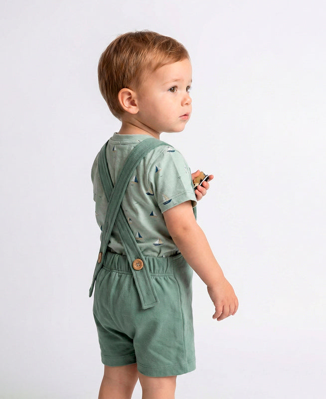 Conjunto Infantil Camiseta + Salopette Verão | Sage e Boats
