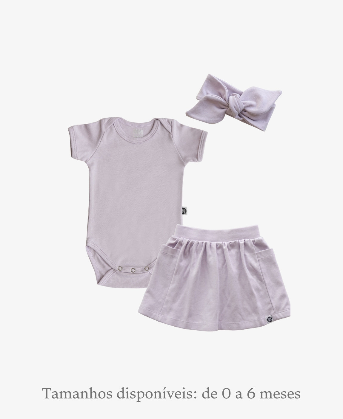 Conjunto Verão Bebê Menina Body e Saia | Liso Lilac