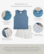 Conjunto Regata e Bermuda Infantil Menino | Azul e Lucky