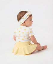Conjunto Bebê Menina Verão Camiseta + Saia + Faixinha | Manteiga e Solar