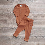 Conjunto Body e Calça Canelada Bebê | Liso Goldie