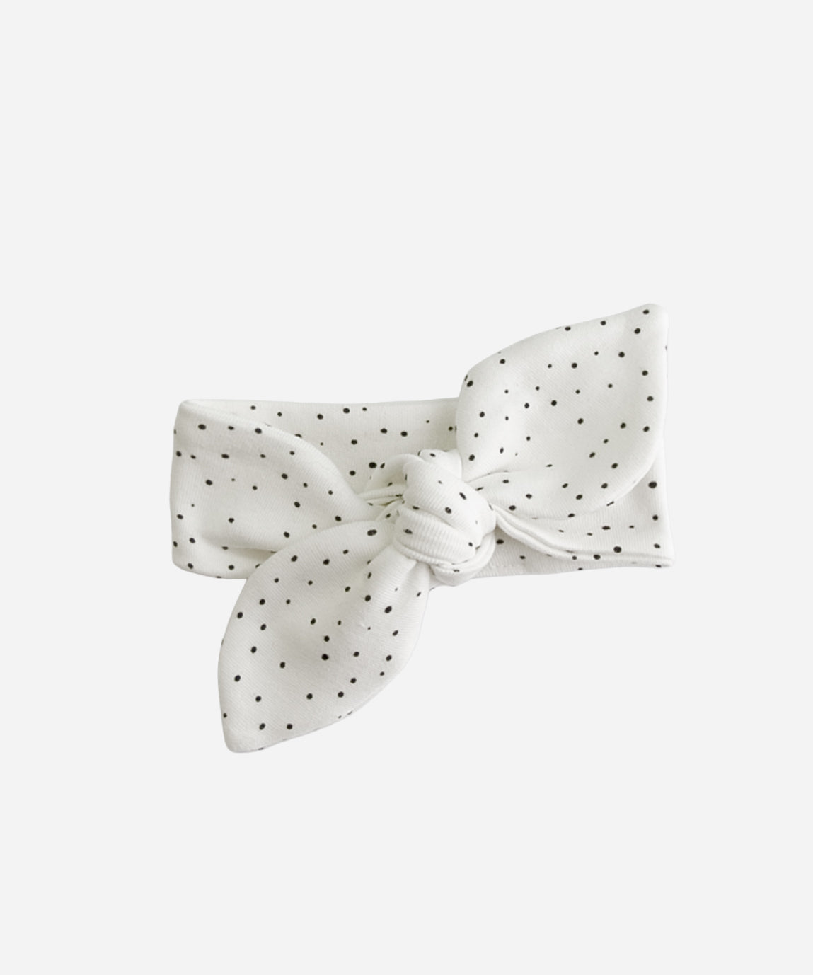 Faixinha de Cabelo Infantil Bolinhas Claro (poá escuro sobre Branco Off) para bebê menina — Coleção Back to Basics — 100% algodão, elástico suave — MiniMalista Baby