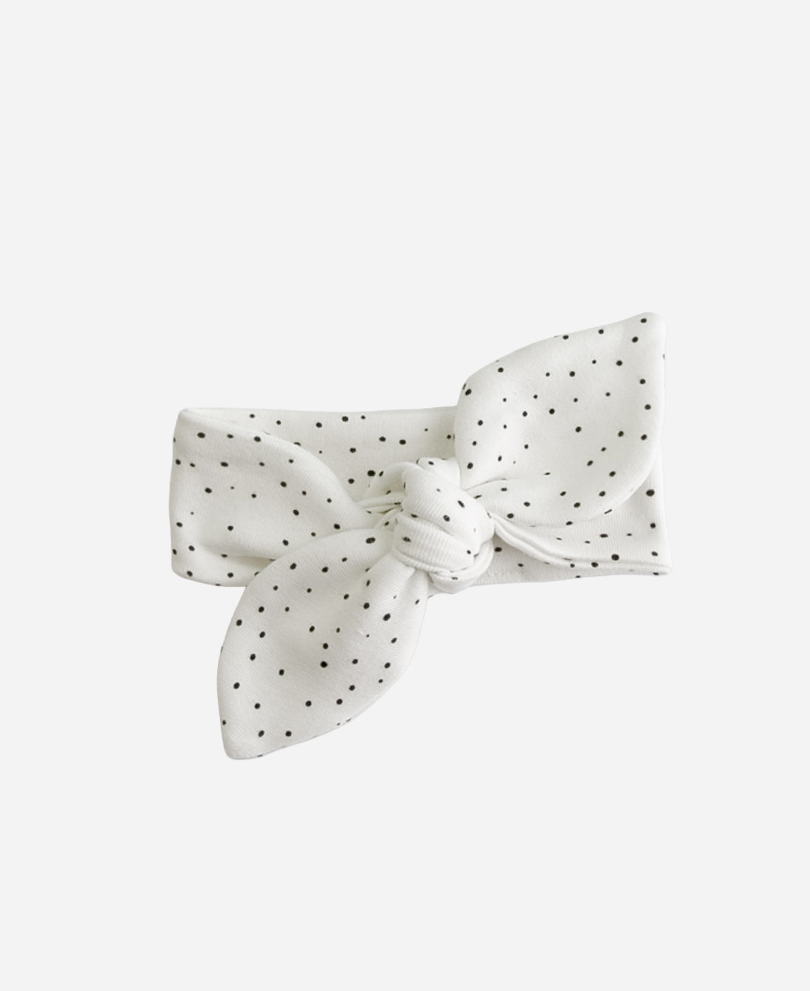 Faixinha de Cabelo Infantil Bolinhas Claro (poá escuro sobre Branco Off) para bebê menina — Coleção Back to Basics — 100% algodão, elástico suave — MiniMalista Baby