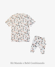 Kit Tal Mãe Tal Filho Camiseta Adulto + Calça Harém Bebê | Apricots