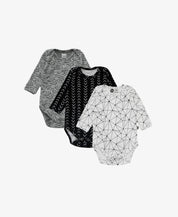Kit 3 Bodies Manga Longa |  Preto, Cinza e Branco