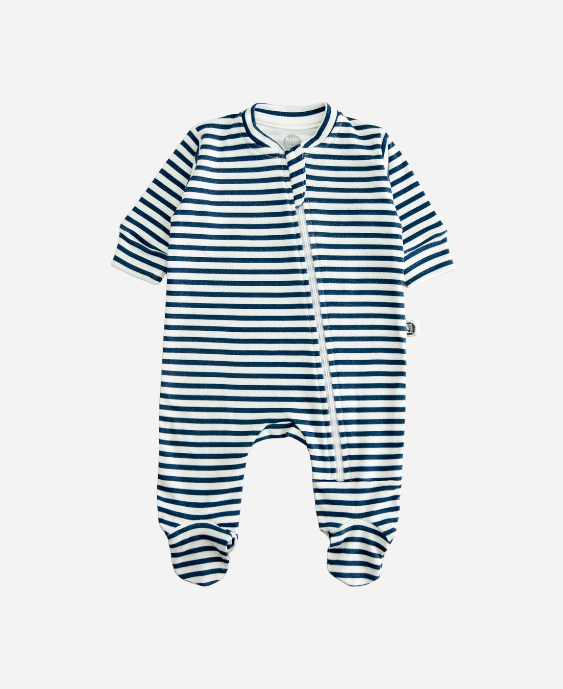 Macacão de Bebê Ziper com Pezinho | Listrinhas Navy