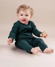 Macacão de Bebê Ziper com opção de Pezinho | Liso Deep Green