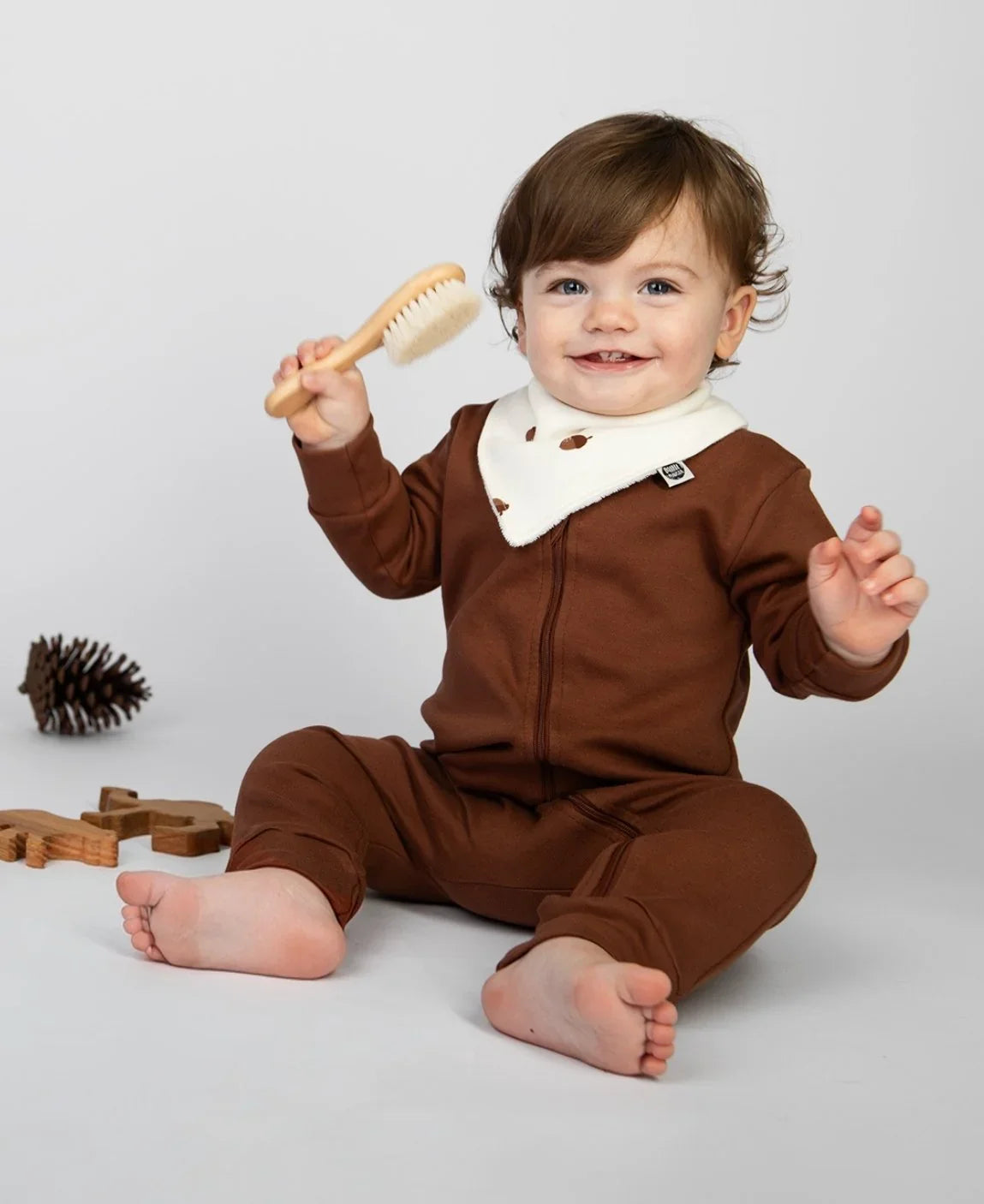 Macacão de Bebê Ziper com opção de Pezinho | Liso Oak