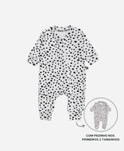 Macacão de Bebê Ziper com opção de Pezinho | Snow Leopard