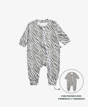 Macacão de Bebê Ziper com opção de Pezinho | Zebra