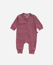 Macacão de Bebê Ziper com opção de Pezinho | Liso Dark Rose