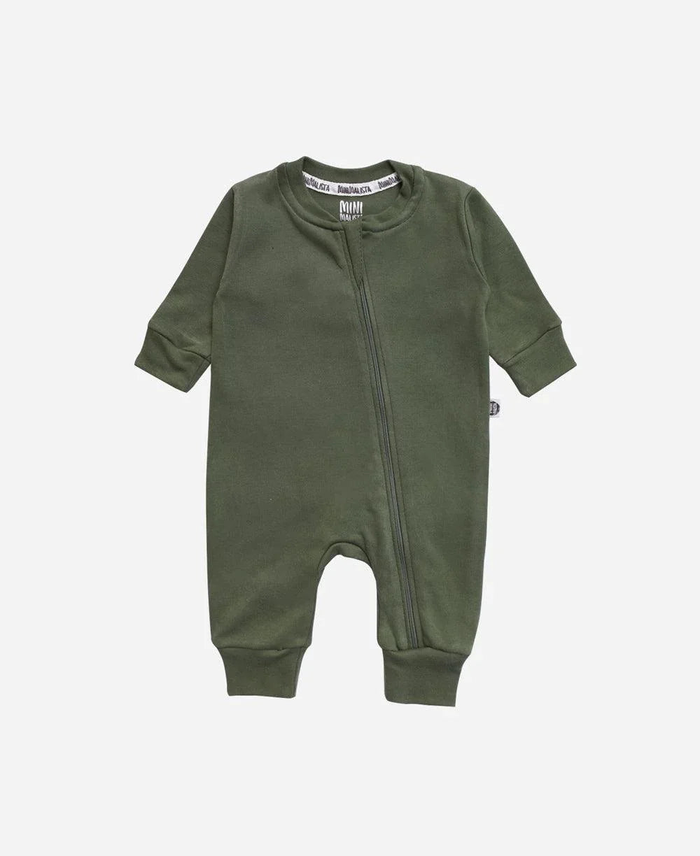 Macacão de Bebê Ziper com opção de Pezinho | Liso Jungle Green
