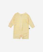 Macaquinho de Praia Estampado UV50+ | Vichy Amarelo